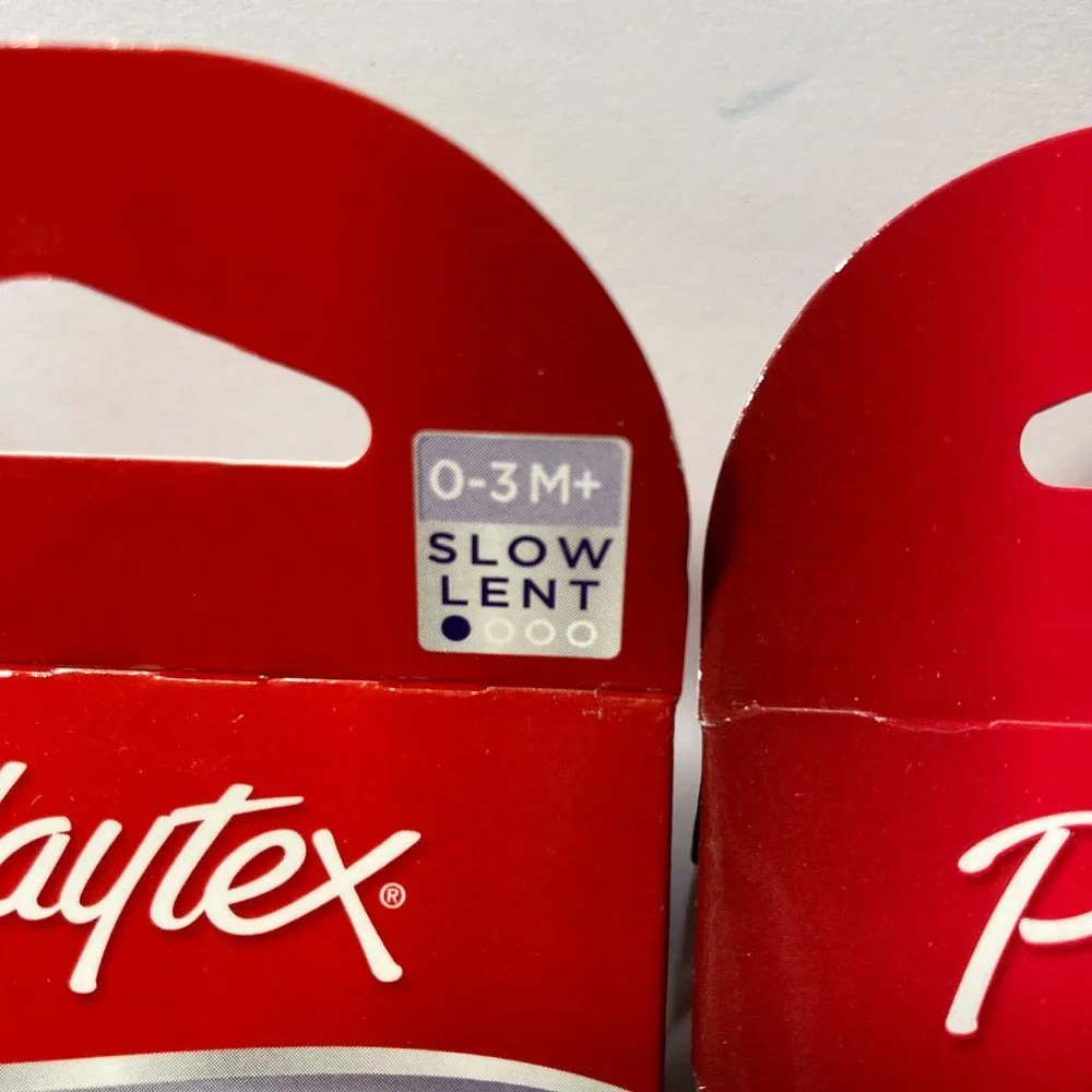 Playtex NaturaLatch Slow Flow Silicone Nipples Baby Bottle 0-3M+ (4) 2 Packs